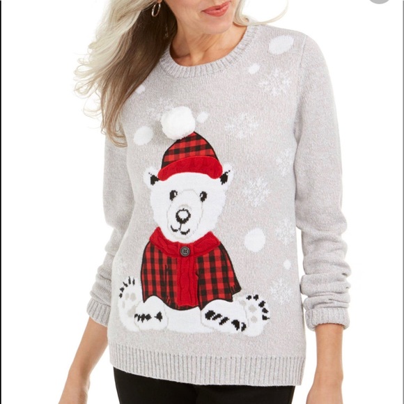 Karen Scott Sweaters - NWT Karen Scott Acrylic Winter Bear Sweater•Hist Pick❤️